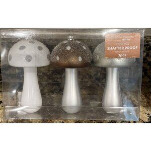 Gnome Dome Toadstool Mushroom Shatter Proof Christmas Ornament NEW 3‎ Piece